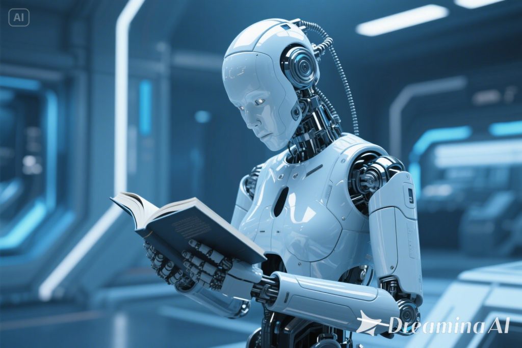 本を読むロボット