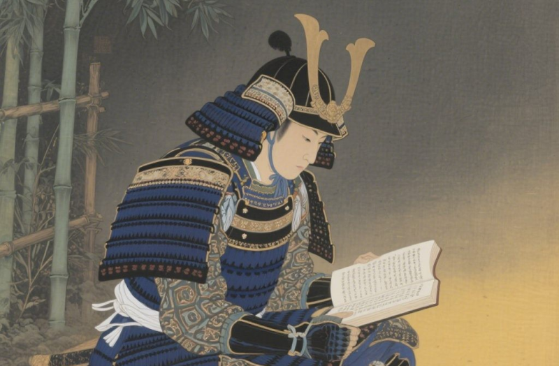 本を読んでる侍