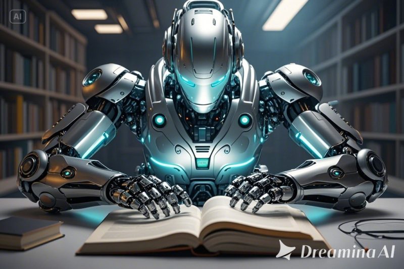 本を読んでいるロボット